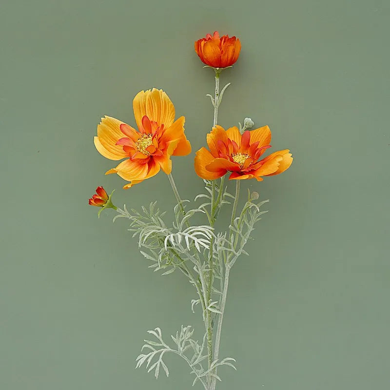 Artificial Cosmos Flower Branch – 4-Fork Stem for Home & Wedding Décor