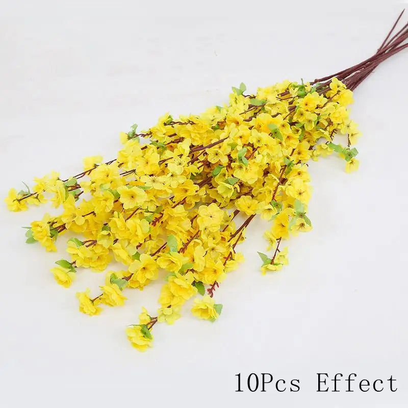 Sakura Artificial Flowers Bouquet for Garden Party Wedding Marriage Decoration Home Room Decor Fake Flowers Table Vase Ornament