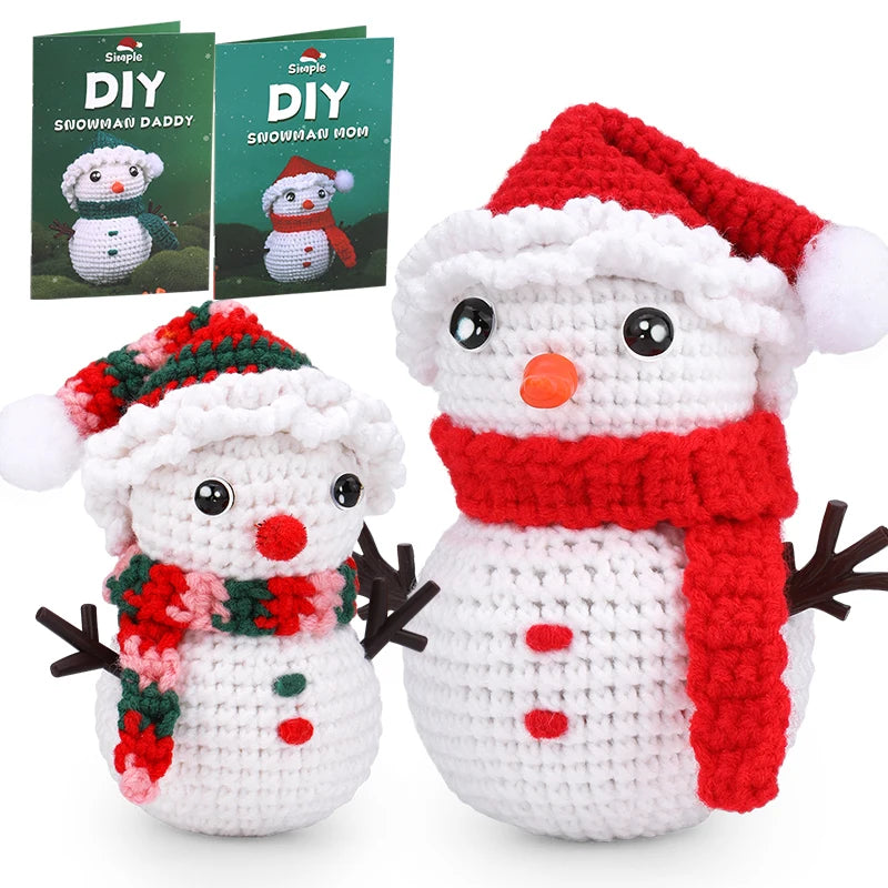 Christmas Crochet Kit – DIY Santa, Reindeer, Snowman & Tree with Yarn & Hooks