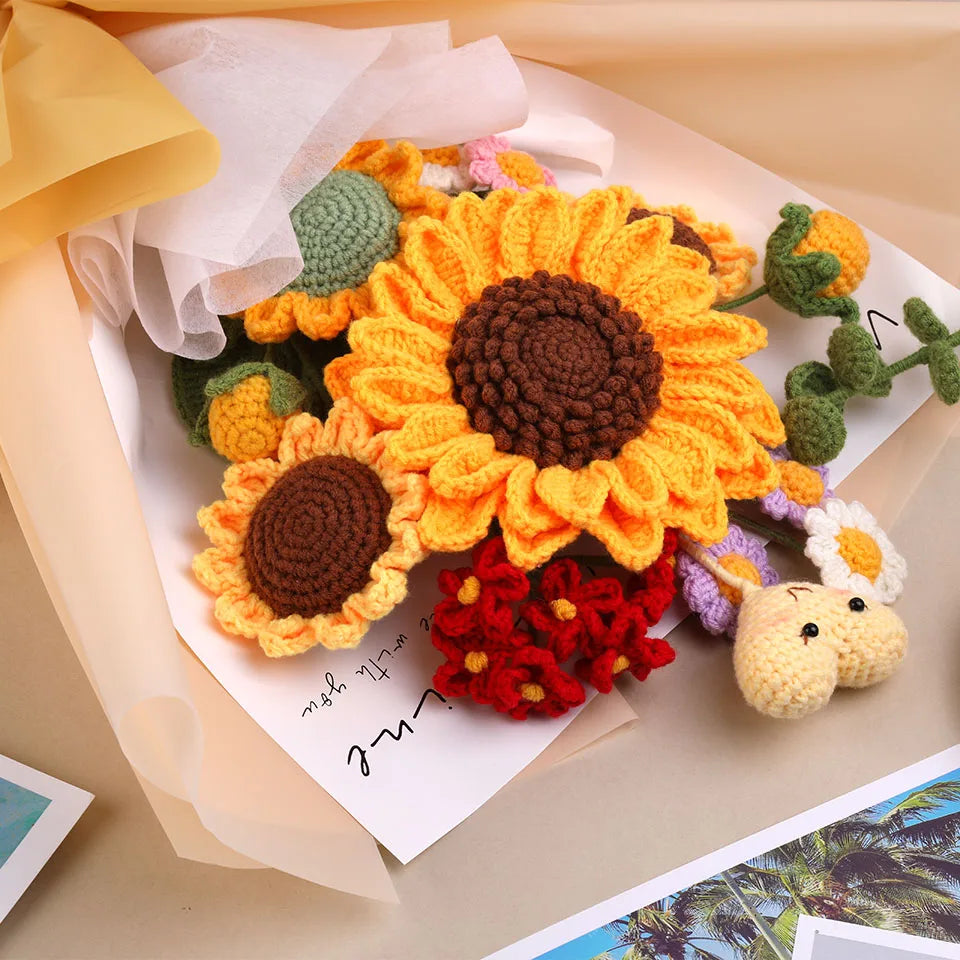 Crochet Bouquet Flowers DIY Kit — Yarn, Hooks & Instructions for Beginners