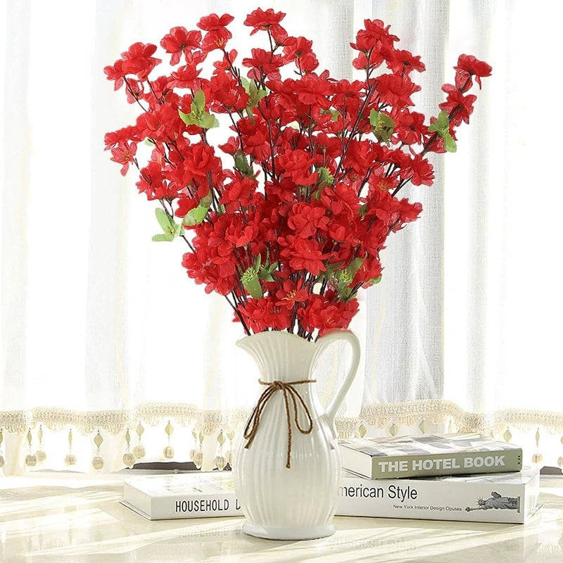 Sakura Artificial Flowers Bouquet for Garden Party Wedding Marriage Decoration Home Room Decor Fake Flowers Table Vase Ornament