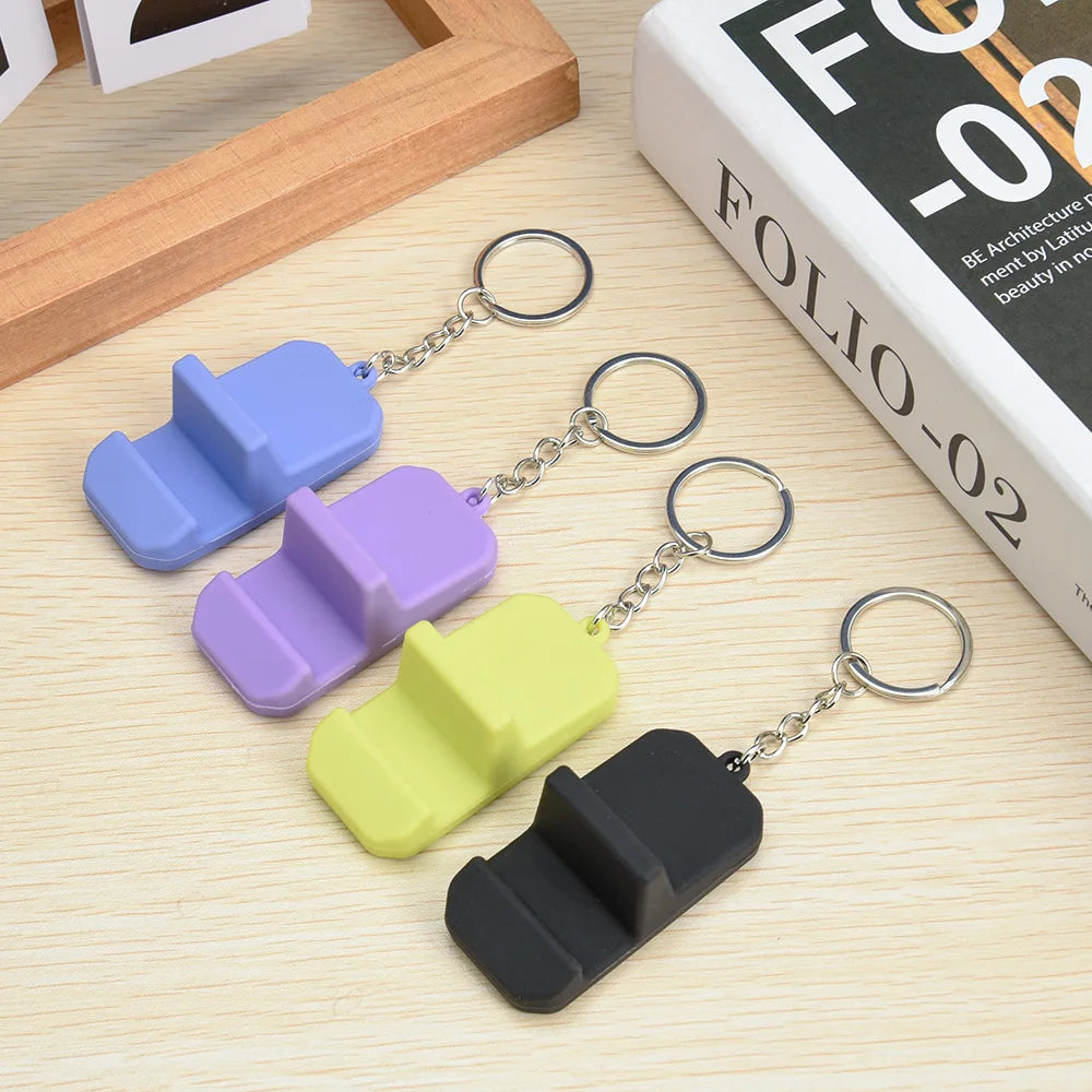 Mini Silicone Phone Stand Key Ring – Portable Bracket Holder for Smartphones