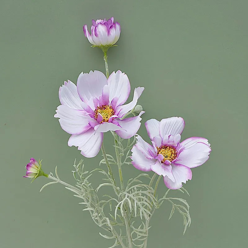 Artificial Cosmos Flower Branch – 4-Fork Stem for Home & Wedding Décor