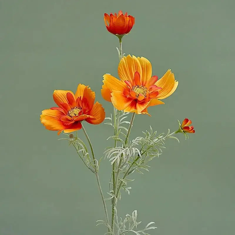 Artificial Cosmos Flower Branch – 4-Fork Stem for Home & Wedding Décor