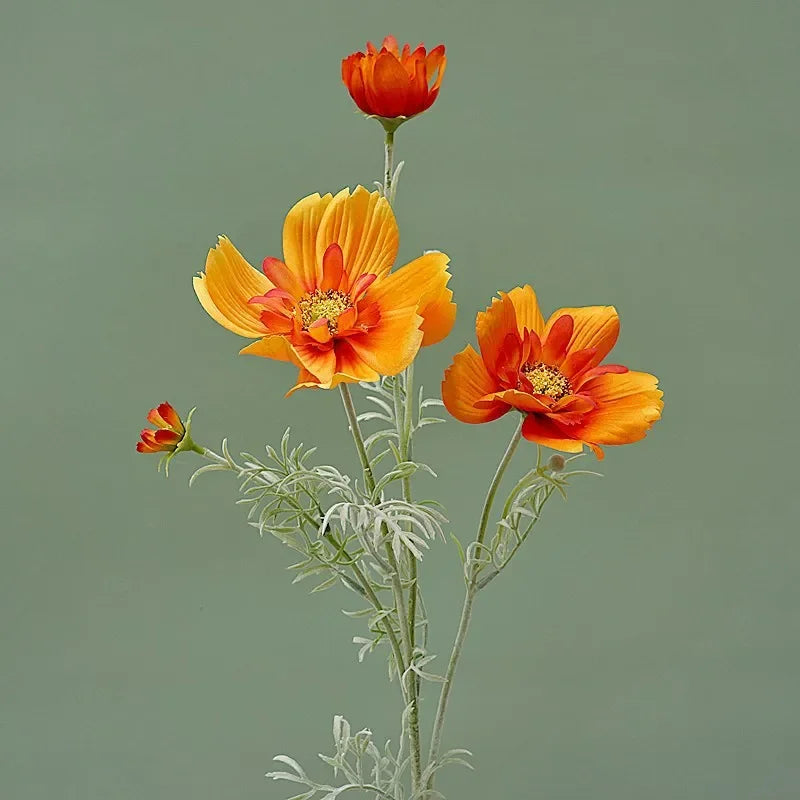 Artificial Cosmos Flower Branch – 4-Fork Stem for Home & Wedding Décor