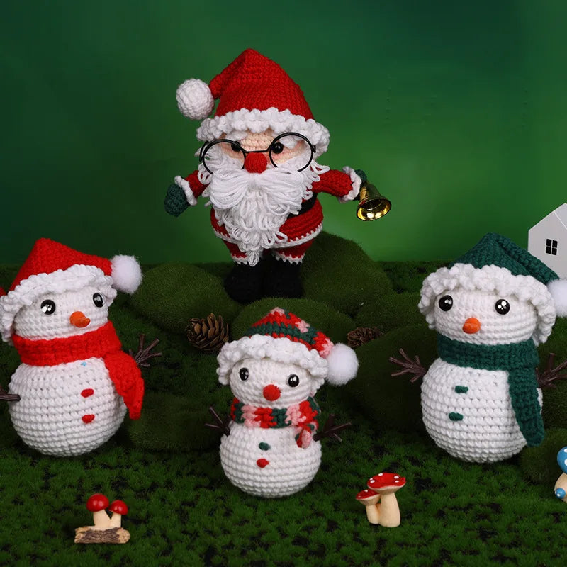 Christmas Crochet Kit – DIY Santa, Reindeer, Snowman & Tree with Yarn & Hooks