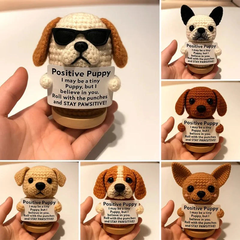 Positive Crochet Puppy – Handmade Mini Dog Gift to Encourage & Inspire