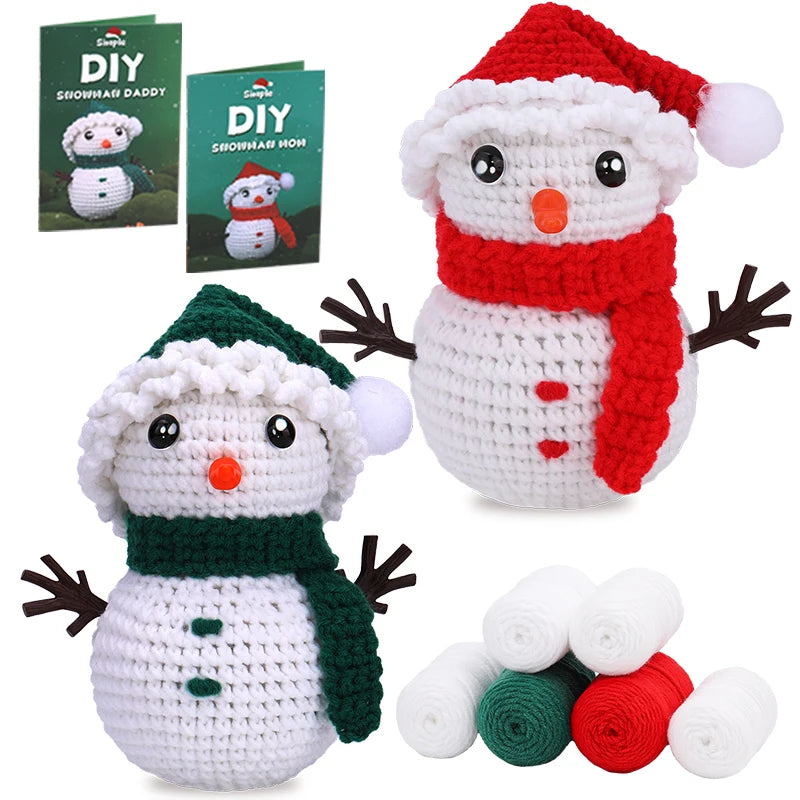 Christmas Crochet Kit – DIY Santa, Reindeer, Snowman & Tree with Yarn & Hooks