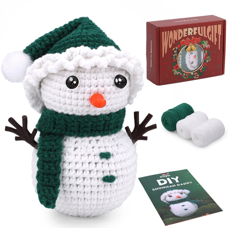Christmas Crochet Kit – DIY Santa, Reindeer, Snowman & Tree with Yarn & Hooks
