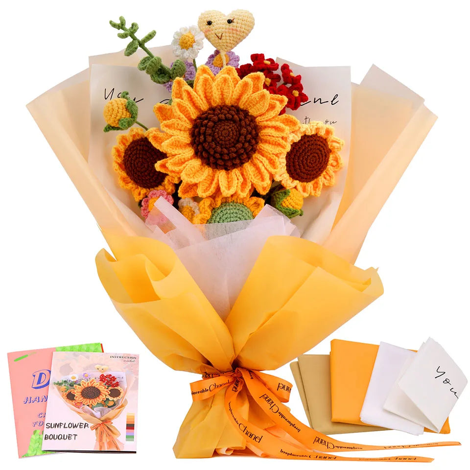 Crochet Bouquet Flowers DIY Kit — Yarn, Hooks & Instructions for Beginners