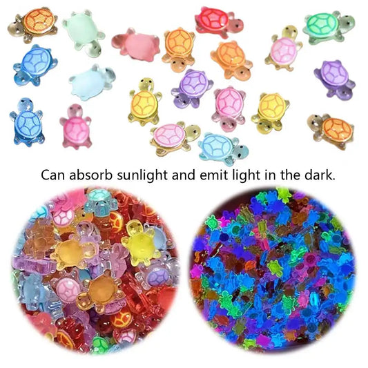 100pcs Mini Glow Resin Turtle Figures – Tiny Craft Decorations for Landscaping & Fairy Gardens