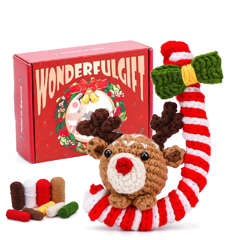 Christmas Crochet Kit – DIY Santa, Reindeer, Snowman & Tree with Yarn & Hooks