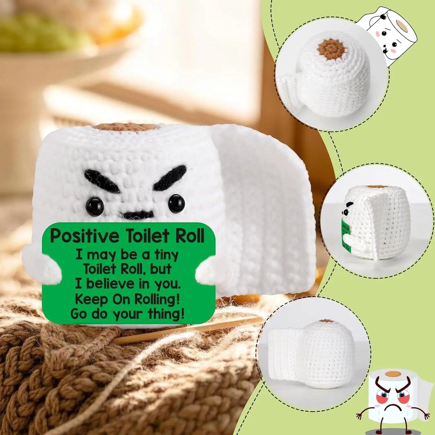 Positive Energy Crochet Pocket Wellbeing Hug Doll – Avocado, Bee, Turtle, Duck & More