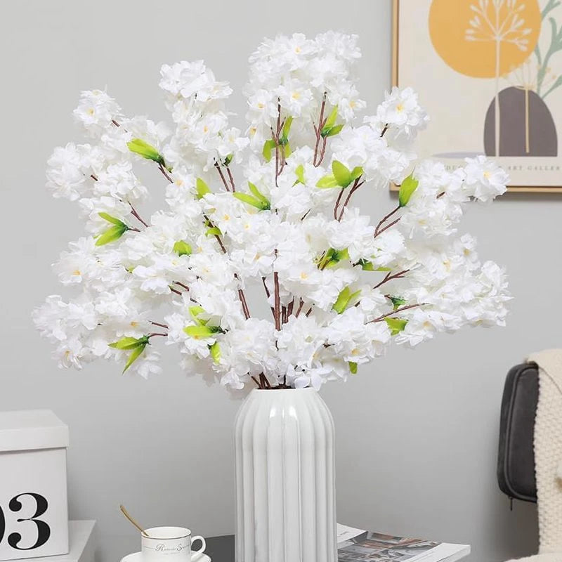 Sakura Artificial Flowers Bouquet for Garden Party Wedding Marriage Decoration Home Room Decor Fake Flowers Table Vase Ornament