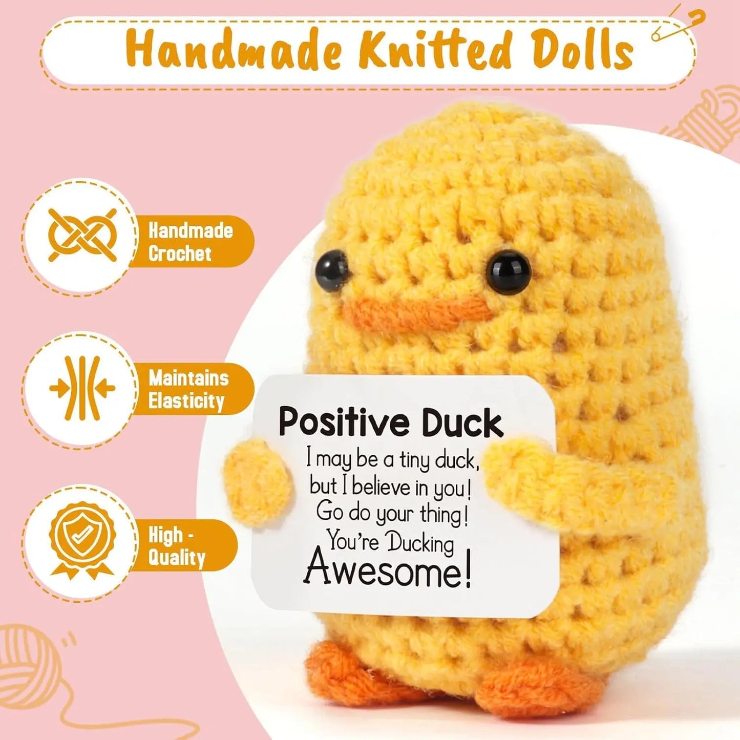 Positive Energy Crochet Pocket Wellbeing Hug Doll – Avocado, Bee, Turtle, Duck & More