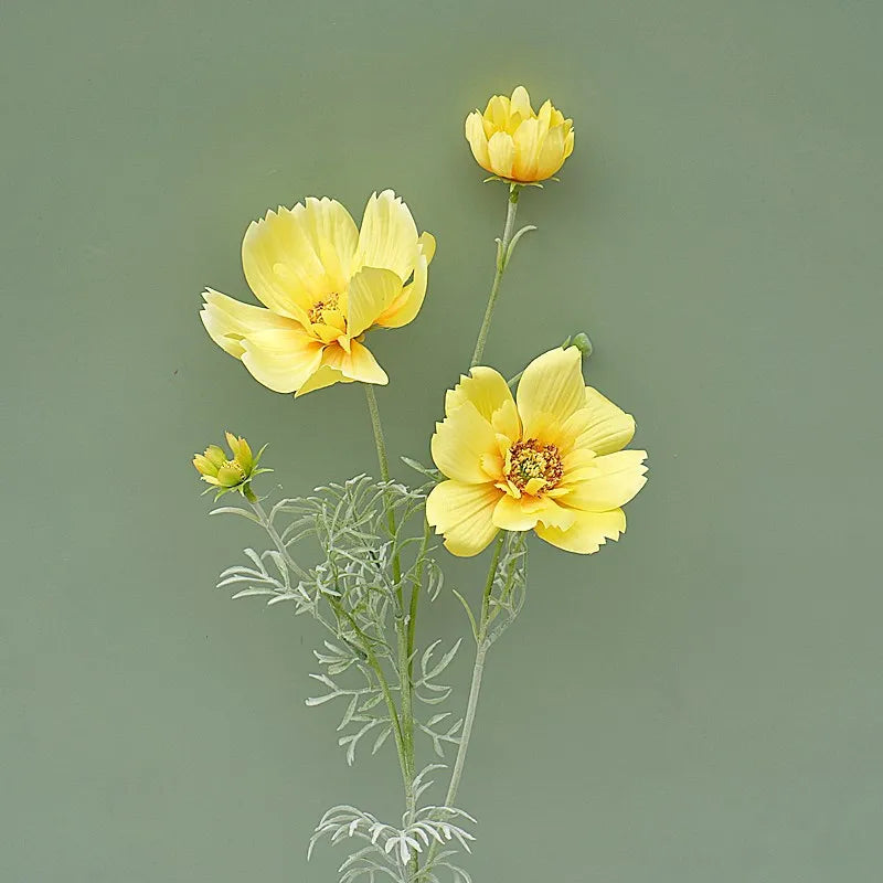 Artificial Cosmos Flower Branch – 4-Fork Stem for Home & Wedding Décor