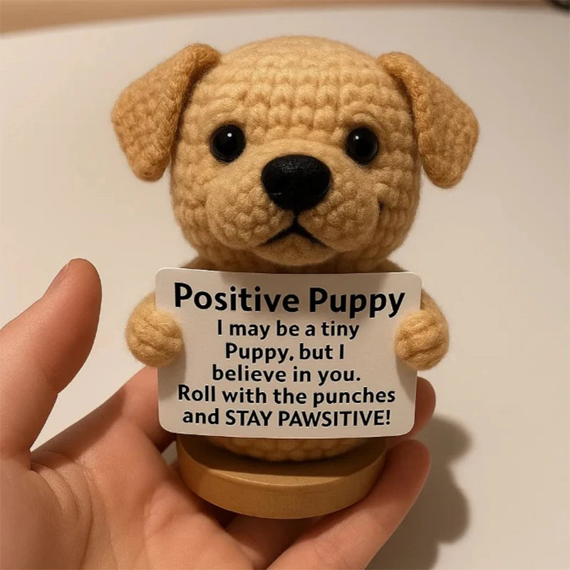 Positive Crochet Puppy – Handmade Mini Dog Gift to Encourage & Inspire