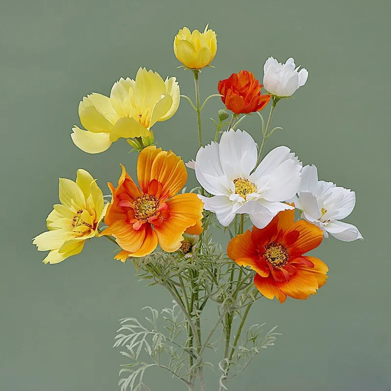 Artificial Cosmos Flower Branch – 4-Fork Stem for Home & Wedding Décor