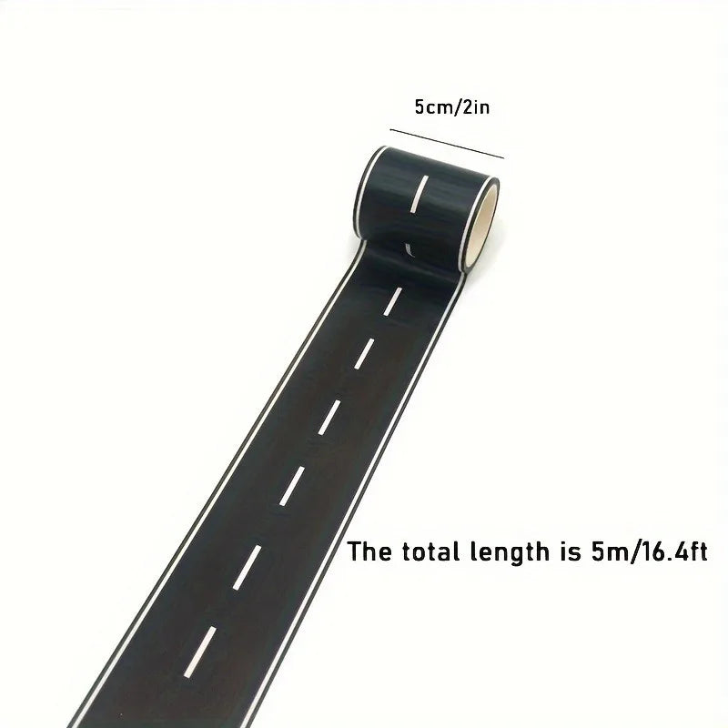 Reusable Cartoon Road Track Stickers – Black Road Tape for Racing Party Decor