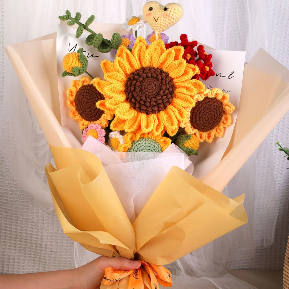 Crochet Bouquet Flowers DIY Kit — Yarn, Hooks & Instructions for Beginners
