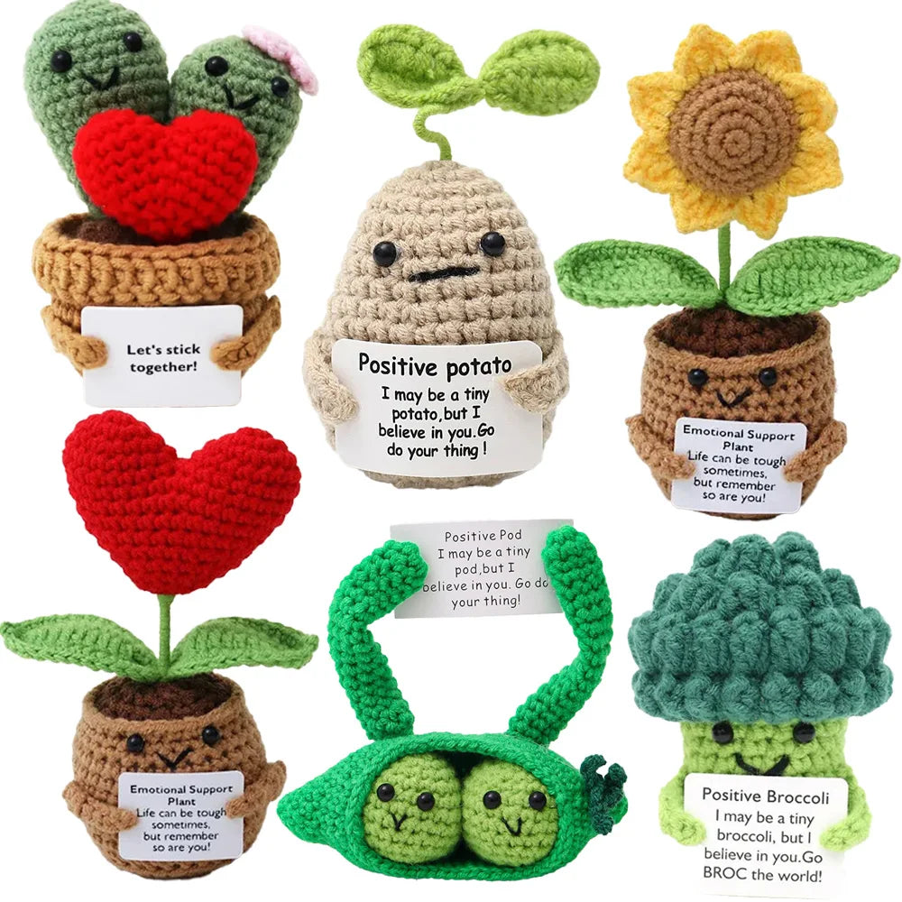 Positive Energy Crochet Pocket Wellbeing Hug Doll – Avocado, Bee, Turtle, Duck & More
