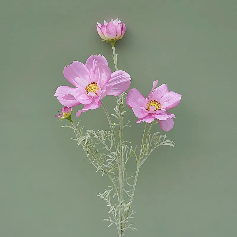 Artificial Cosmos Flower Branch – 4-Fork Stem for Home & Wedding Décor