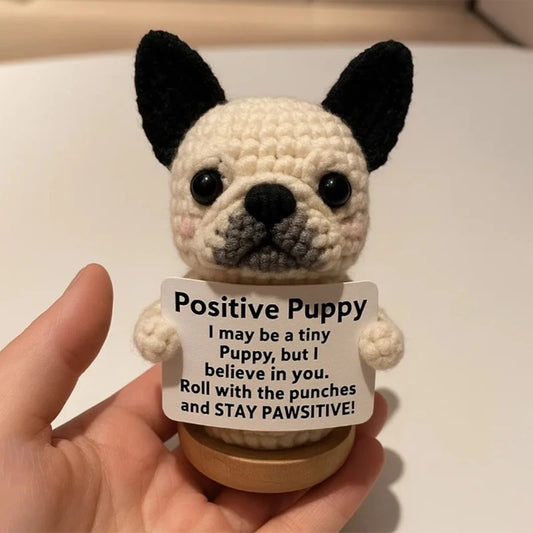 Positive Crochet Puppy – Handmade Mini Dog Gift to Encourage & Inspire