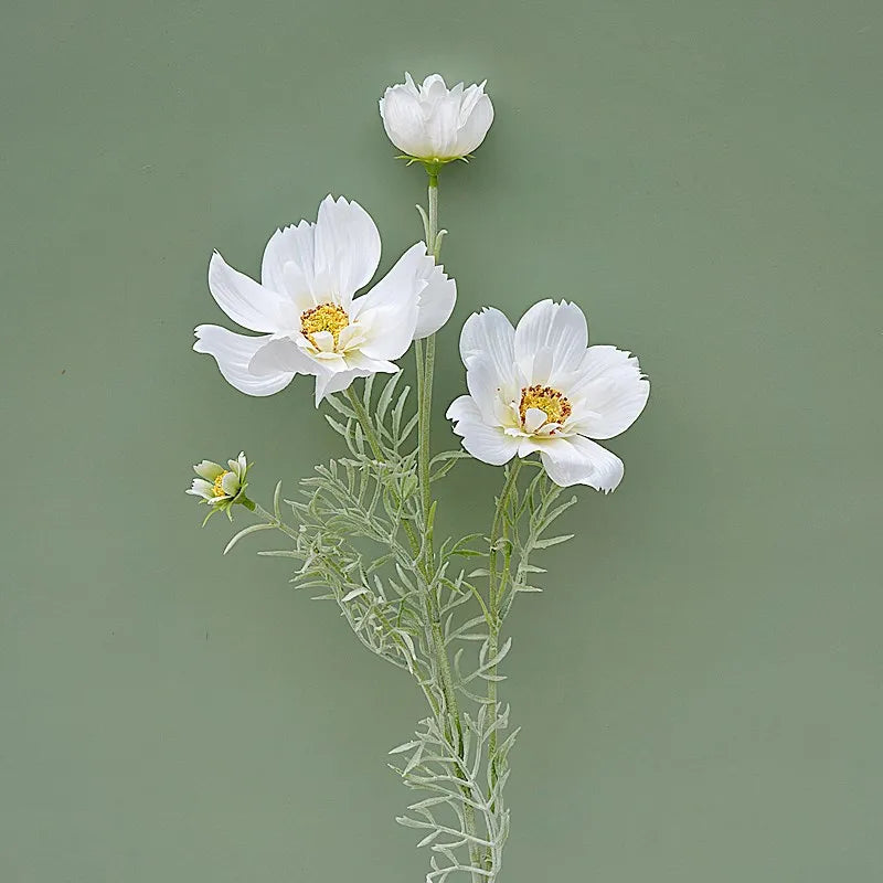 Artificial Cosmos Flower Branch – 4-Fork Stem for Home & Wedding Décor
