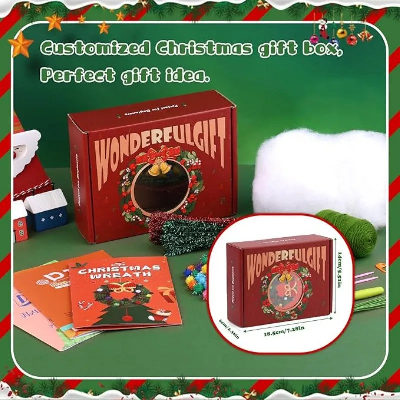 Christmas Crochet Kit – DIY Santa, Reindeer, Snowman & Tree with Yarn & Hooks