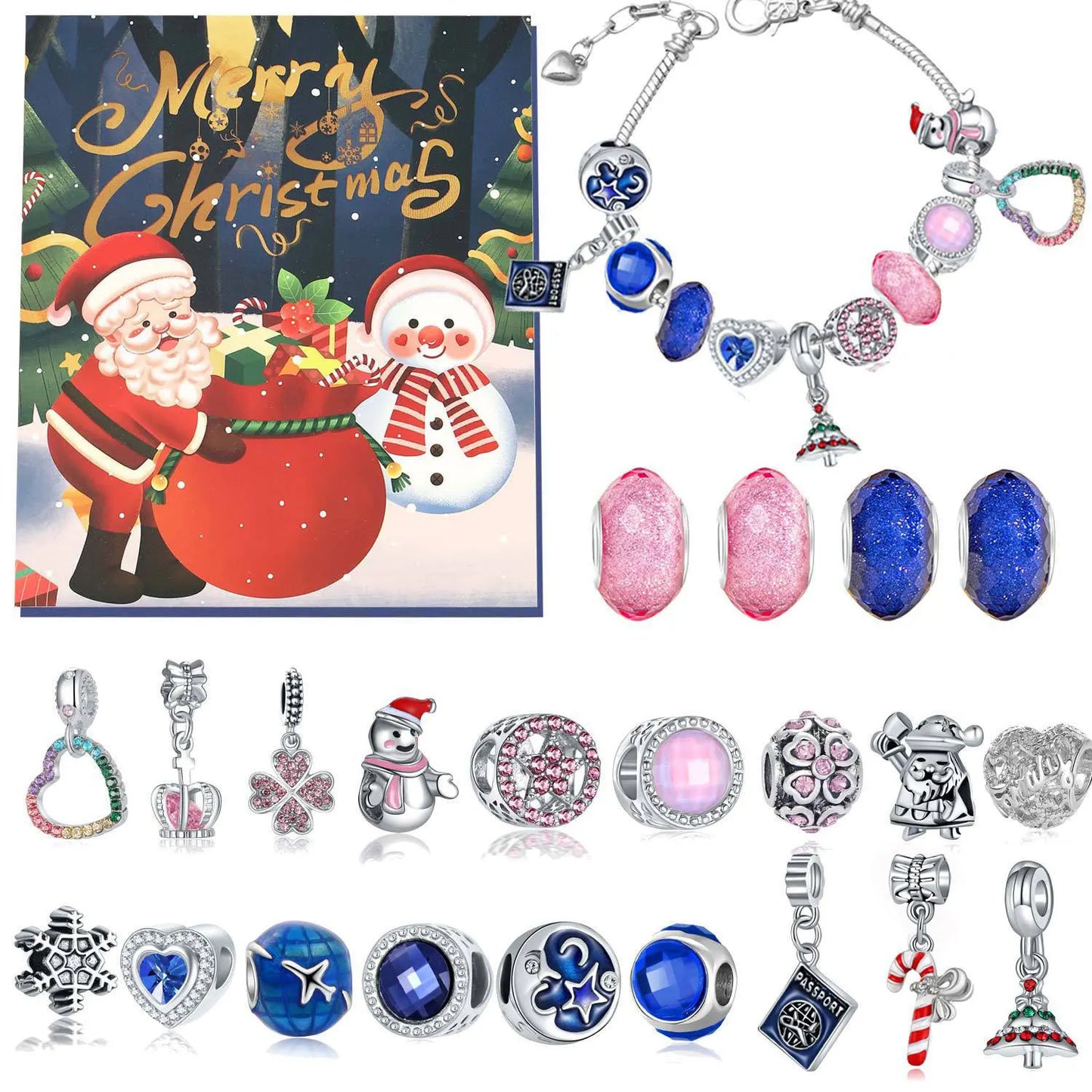 24-Day Christmas Countdown Calendar – DIY Charm Bracelet Kit Gift