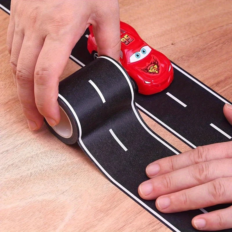 Reusable Cartoon Road Track Stickers – Black Road Tape for Racing Party Decor