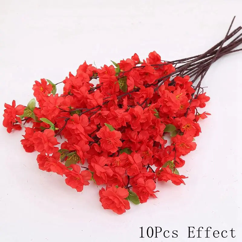 Sakura Artificial Flowers Bouquet for Garden Party Wedding Marriage Decoration Home Room Decor Fake Flowers Table Vase Ornament