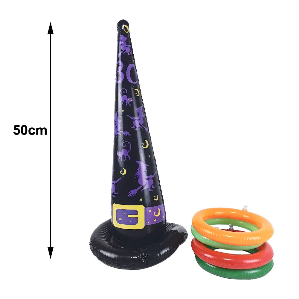 Halloween Inflatable Toss Game – Witch’s Hat or Spider Hat Ring Throw