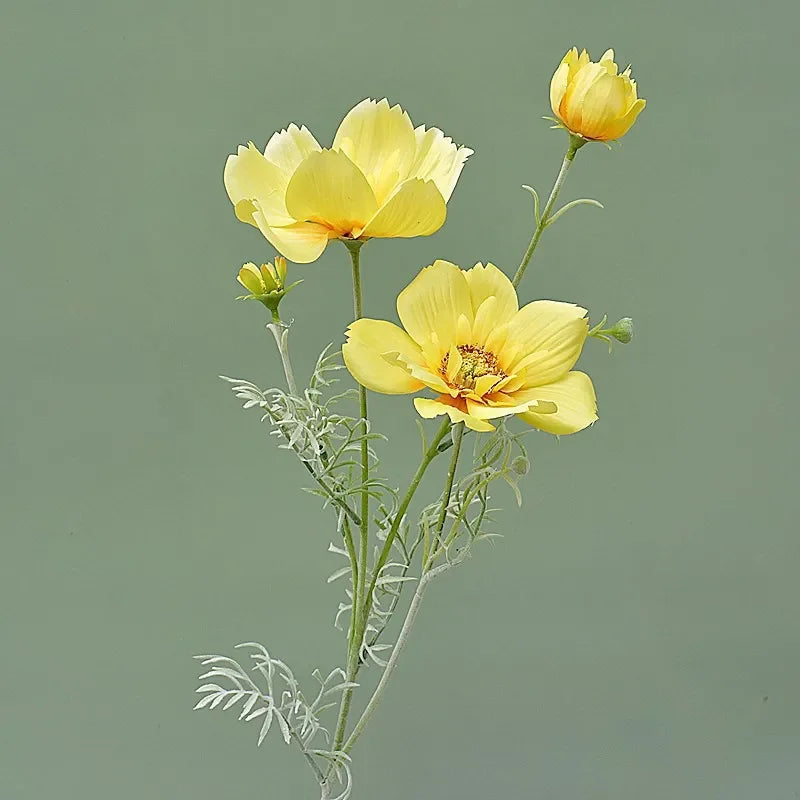 Artificial Cosmos Flower Branch – 4-Fork Stem for Home & Wedding Décor