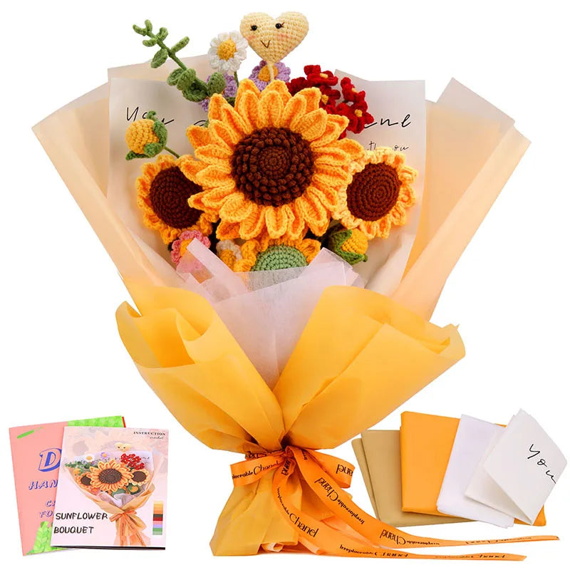 Crochet Bouquet Flowers DIY Kit — Yarn, Hooks & Instructions for Beginners