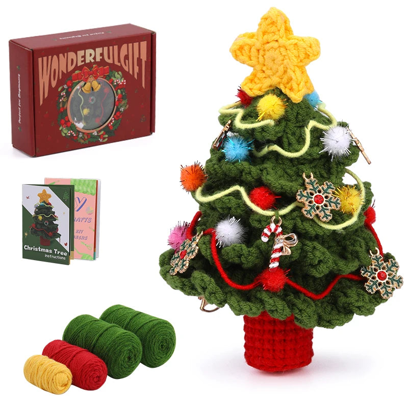 Christmas Crochet Kit – DIY Santa, Reindeer, Snowman & Tree with Yarn & Hooks