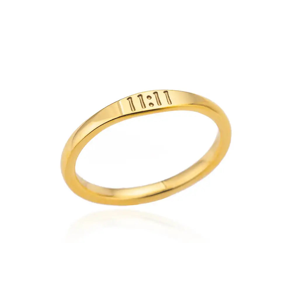 11:11 Angel Number Rings for Women – Gold Stainless Steel