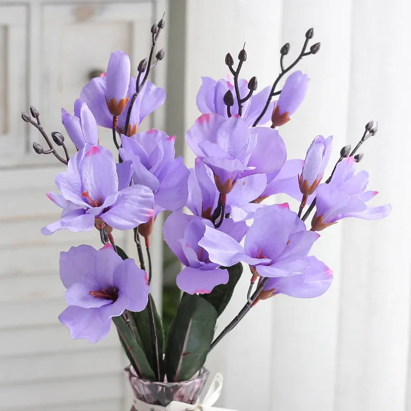 Artificial Magnolia Flower Bouquet – 5 Stems 20 Heads for Home & Wedding Décor
