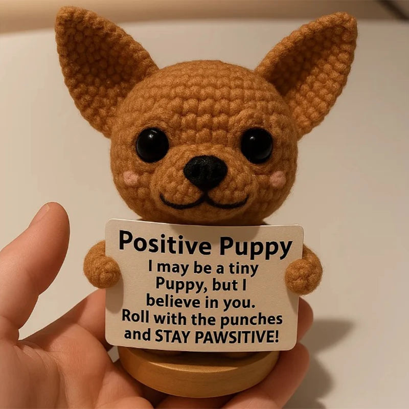 Positive Crochet Puppy – Handmade Mini Dog Gift to Encourage & Inspire