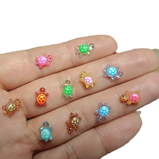 100pcs Mini Glow Resin Turtle Figures – Tiny Craft Decorations for Landscaping & Fairy Gardens