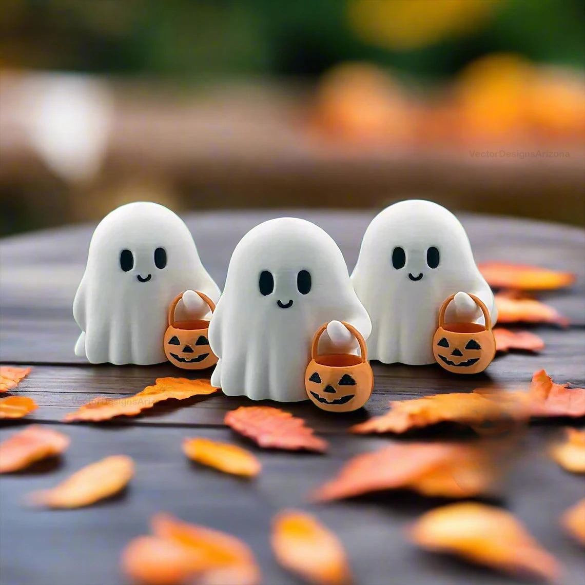 Mini Halloween Ghost Decoration Set – 3pcs Spooky Cute Figurines
